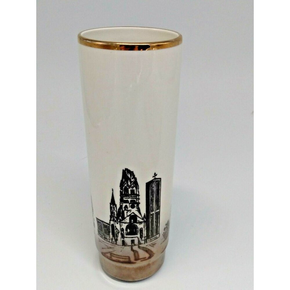 Vintage Royal Bavaria Hand Painted Lusterwate Vase 7 1/2" Tall x 2 1/2" Diameter